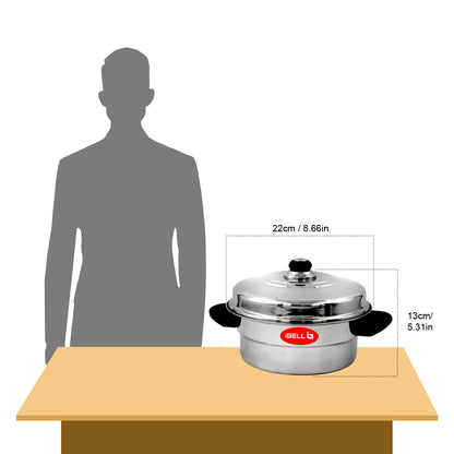 iBELL Stainless Steel Idli Pot with Steamer & Mini 2 Idli Plates (3L), Silver