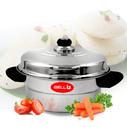 iBELL Stainless Steel Idli Pot with Steamer & Mini 2 Idli Plates (3L), Silver