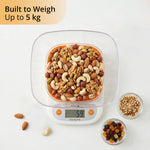 iBELL Digital Kitchen Weighing Scale for Health, LCD Display, High Precision Sensors, Tare Function, up to 5KG, Portable Food Weight Machine for Health, Fitness, Home Baking & Cooking - KS502 (Orange)