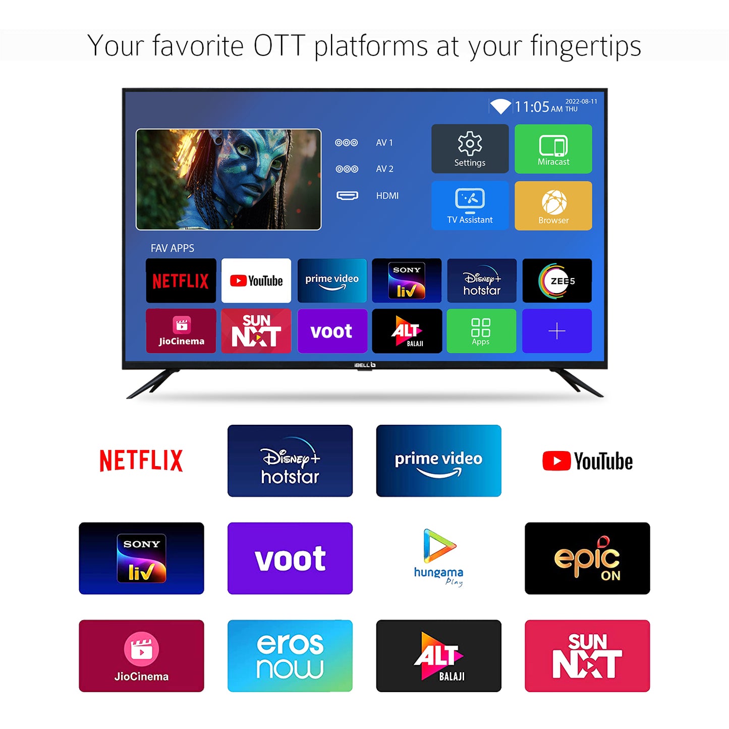 IBELL 109 cm (43 Inches) Smart Full HD LED TV, Android 9.0, Wide Screen (Black)