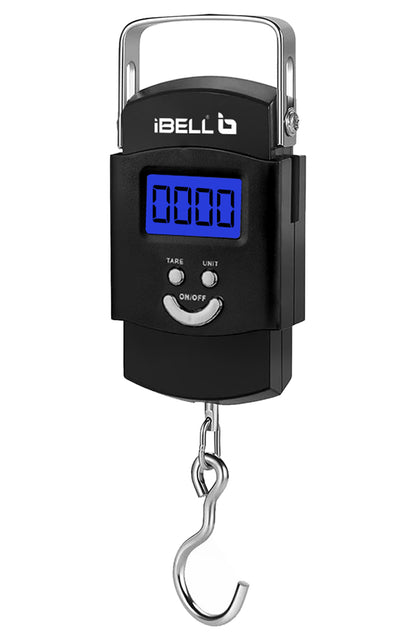 iBELL Weight Machine For Luggage Weighing Scale, Portable, 50 KG, Stainless Steel Hook, Digital LED Display & Tare Function, LS050M (Black)