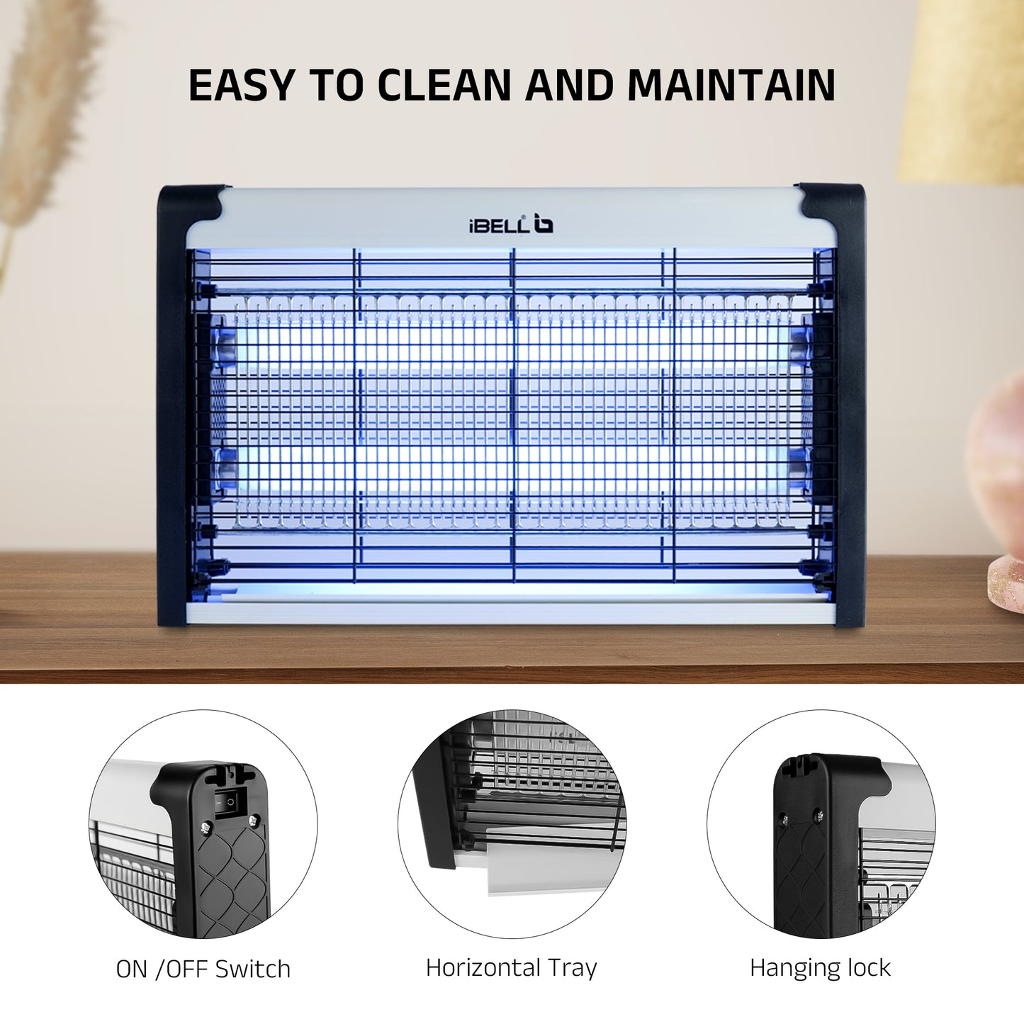 iBELL M102IK Electric Insect Killer Machine/Bug Zapper, 20 Watt Fly Catcher UV Lamp for Home, Kitchen, Restaurants & Office (Grey)