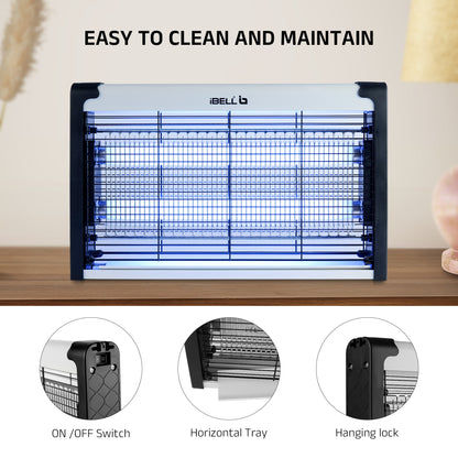 iBELL M102IK Electric Insect Killer Machine/Bug Zapper, 20 Watt Fly Catcher UV Lamp for Home, Kitchen, Restaurants & Office (Grey)