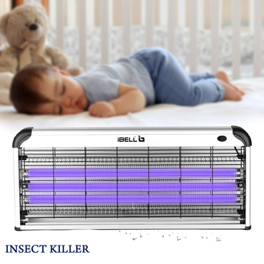 iBELL 202IK Insect Killer Machine 40W Bug Zapper, Energy Saving, Aluminium Body & UV Bulbs, Fly Catcher for Home, Hotels & Offices, Insect Control (Grey)
