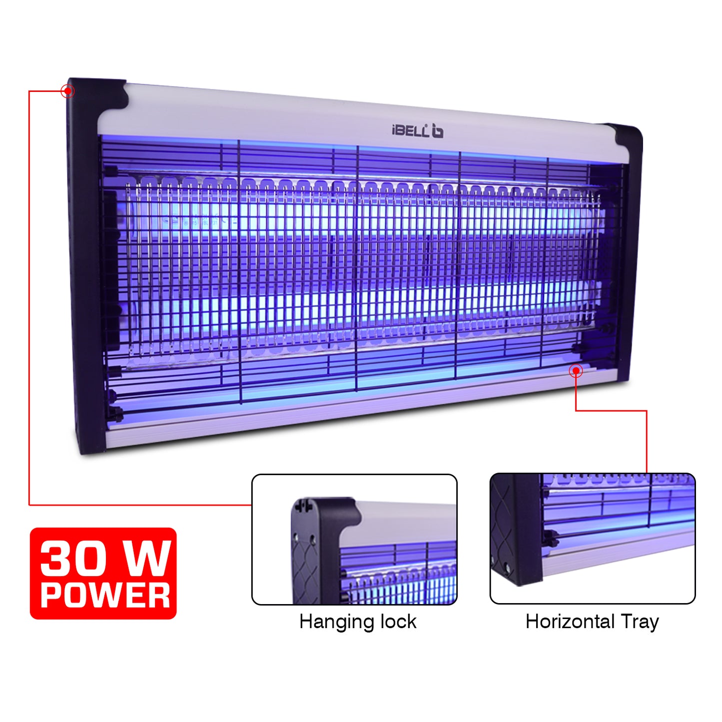 iBELL M215IK Bug Zapper Machine, 30W Insect Killer with Aluminum Body - Fly Catcher for Home, Hotels & Offices - UV Bulbs (Silver)