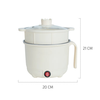 IBELL MPK150PM Multipurpose Electric Kettle, 1.5 Litre, 600W, 2 Cooking Pots & Egg Boiler, Temperature Control, For boiling Water, Egg, Stainless Steel Body (White)