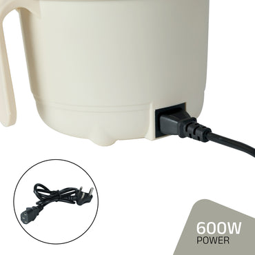 IBELL MPK150PM Multipurpose Electric Kettle, 1.5 Litre, 600W, 2 Cooking Pots & Egg Boiler, Temperature Control, For boiling Water, Egg, Stainless Steel Body (White)