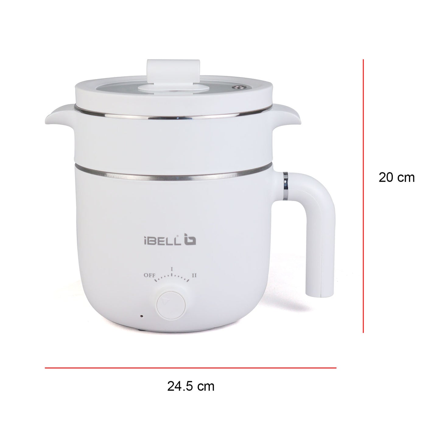 IBELL MPK15M Multipurpose Electric Kettle, 1.5 Litre, 800W, 2 Cooking Pots & Egg Boiler, Temperature Control, For boiling Water, Egg, Stainless Steel Body (White)