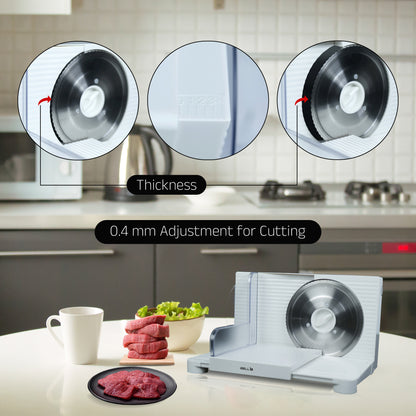 iBELL MS170M Electric Meat Slicer Foldable Portable, 850W, Stainless Steel Blade, Heavy Duty Meat Slicer (White)
