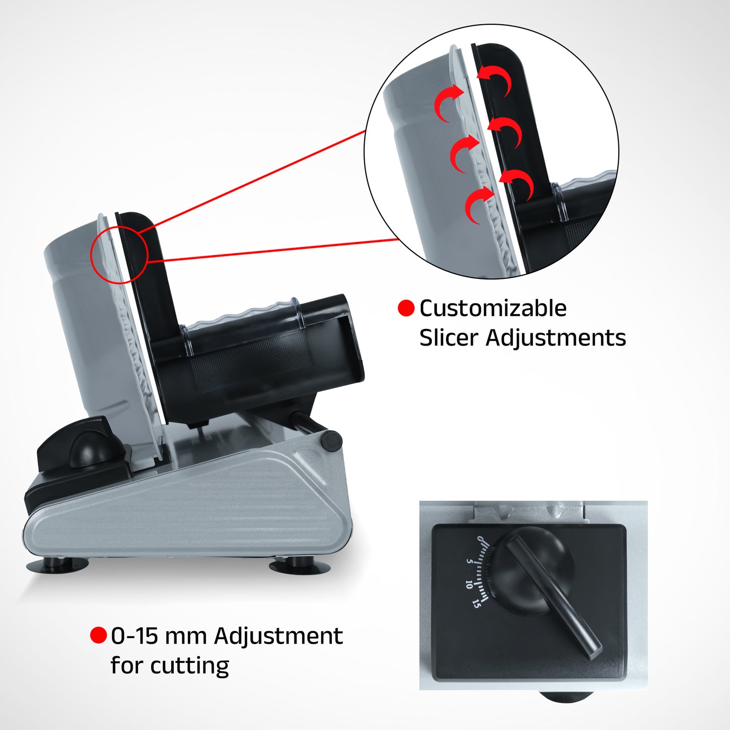 iBELL MS2330MN Electric Meat Slicer,1000W, Heavy Duty Meat Cutter, Chopper & Mincer with Stainless Steel Blade for Boneless Meat/Bread/Cheese/Vegetables (Silver)