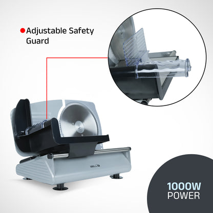 iBELL MS2330MN Electric Meat Slicer,1000W, Heavy Duty Meat Cutter, Chopper & Mincer with Stainless Steel Blade for Boneless Meat/Bread/Cheese/Vegetables (Silver)