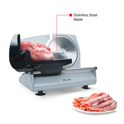 iBELL MS2330MN Electric Meat Slicer,1000W, Heavy Duty Meat Cutter, Chopper & Mincer with Stainless Steel Blade for Boneless Meat/Bread/Cheese/Vegetables (Silver)