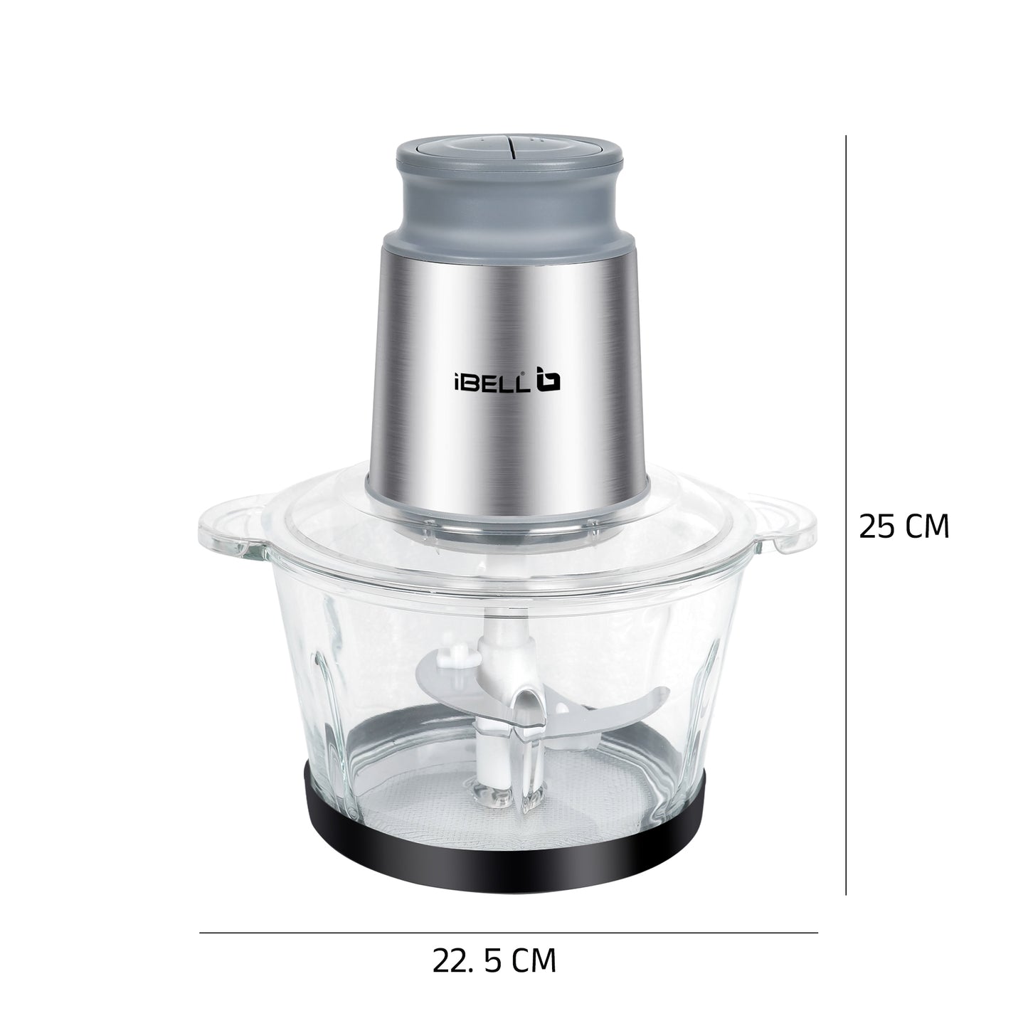IBELL MT200GM Electric Chopper - 2 Litre Glass Bowl, 700W, Multi Purpose for Cutting Slicing Meat, Vegetables, Nuts & Fruits (Silver)
