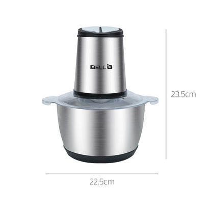 IBELL MT200SM Electric Chopper - 2 Litre Stainless Steel Bowl, 700W, Multi Purpose for Cutting Slicing Meat, Vegetables, Nuts & Fruits (Silver)