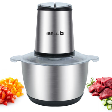 IBELL MT200SM Electric Chopper - 2 Litre Stainless Steel Bowl, 700W, Multi Purpose for Cutting Slicing Meat, Vegetables, Nuts & Fruits (Silver)