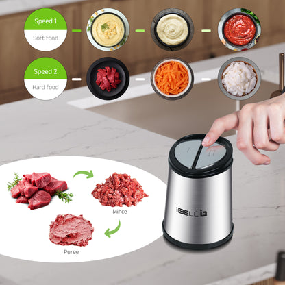 IBELL MT300SM Electric Chopper - 3 Litre Stainless Steel Bowl, 800W, Multi Purpose for Cutting Slicing Meat, Vegetables, Nuts & Fruits (Silver)