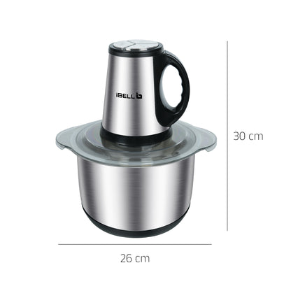 IBELL Electric Chopper, Large Size (5L) for Kitchen Use, 1200W, Stainless Steel Blade, Multi Purpose for Cutting, Slicing Meat, Vegetables, Nuts & Fruits, MT500SM (Silver)