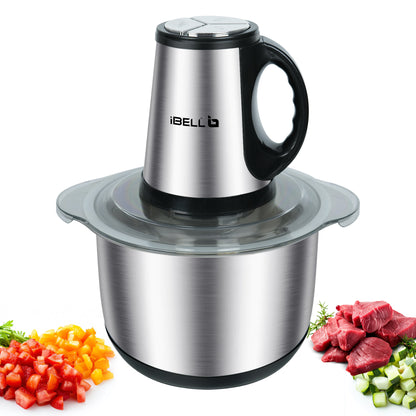 IBELL Electric Chopper, Large Size (5L) for Kitchen Use, 1200W, Stainless Steel Blade, Multi Purpose for Cutting, Slicing Meat, Vegetables, Nuts & Fruits, MT500SM (Silver)