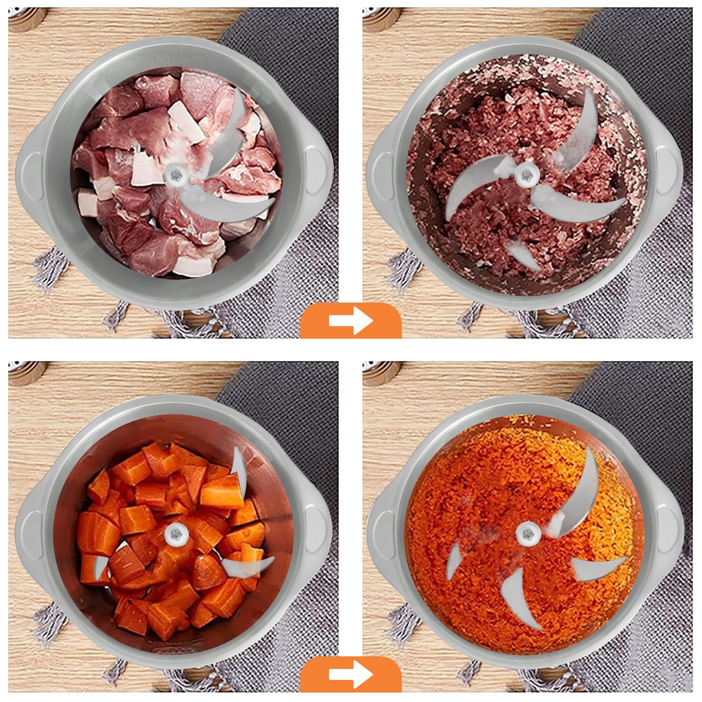 IBELL Electric Chopper, Large Size (5L) for Kitchen Use, 1200W, Stainless Steel Blade, Multi Purpose for Cutting, Slicing Meat, Vegetables, Nuts & Fruits, MT500SM (Silver)