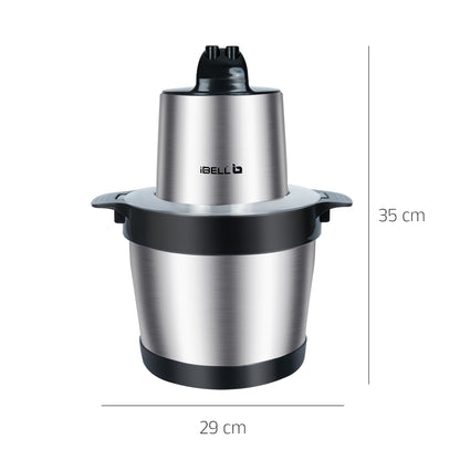 IBELL MT600SM Electric Chopper - 6 Litre Stainless Steel Bowl, 1800W, Multi Purpose for Cutting Slicing Meat, Vegetables, Nuts & Fruits (Silver)