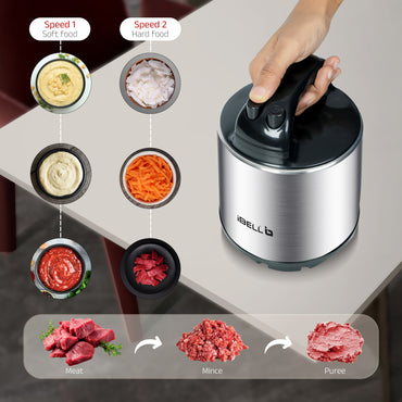 IBELL MT600SM Electric Chopper - 6 Litre Stainless Steel Bowl, 1800W, Multi Purpose for Cutting Slicing Meat, Vegetables, Nuts & Fruits (Silver)