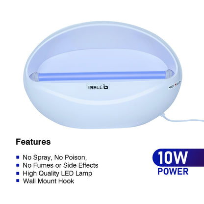 iBELL P100IK LED Fly Catcher & Insect Killer Machine with Sticky Trap, No Side Effects, Compact and Stylish Design for Home, Office and Restaurant (White)