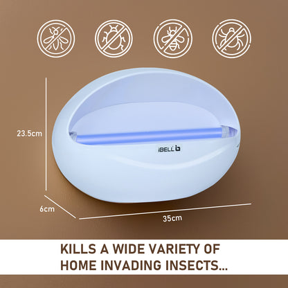 iBELL P100IK LED Fly Catcher & Insect Killer Machine with Sticky Trap, No Side Effects, Compact and Stylish Design for Home, Office and Restaurant (White)
