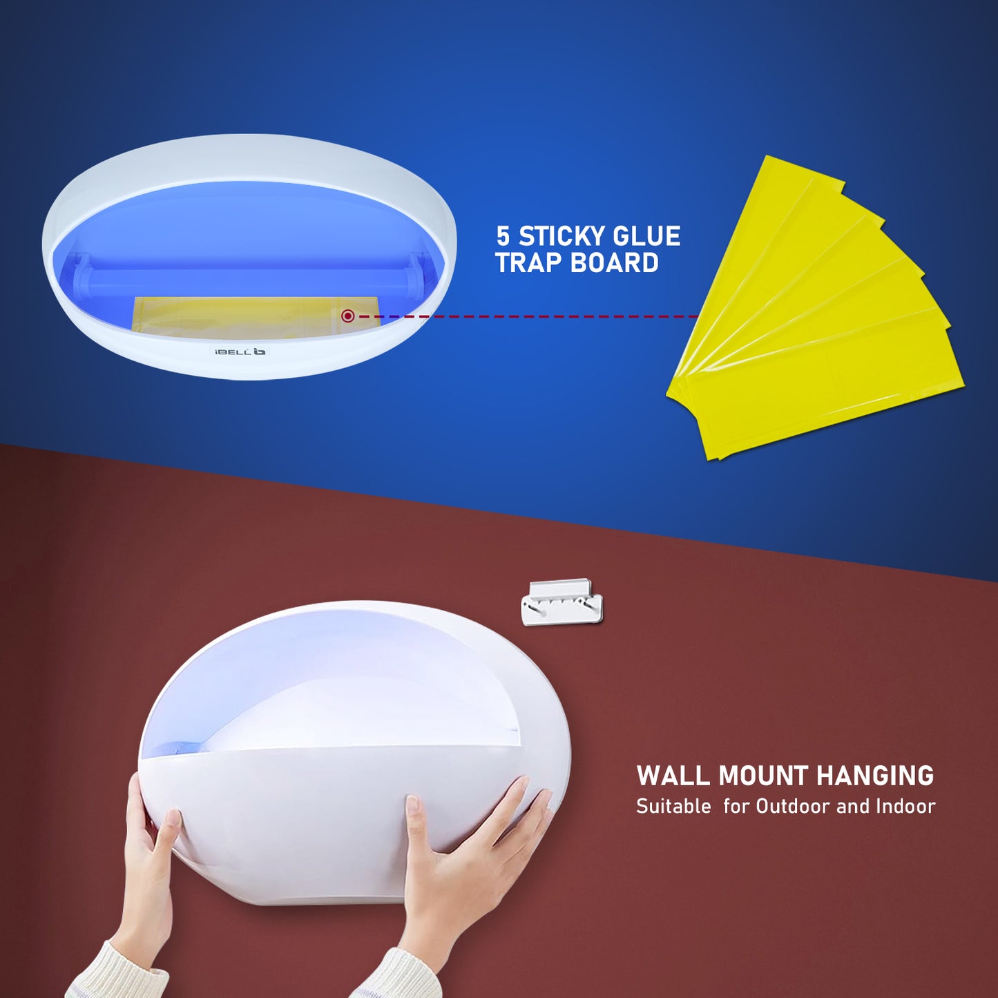 iBELL P100IK LED Fly Catcher & Insect Killer Machine with Sticky Trap, No Side Effects, Compact and Stylish Design for Home, Office and Restaurant (White)