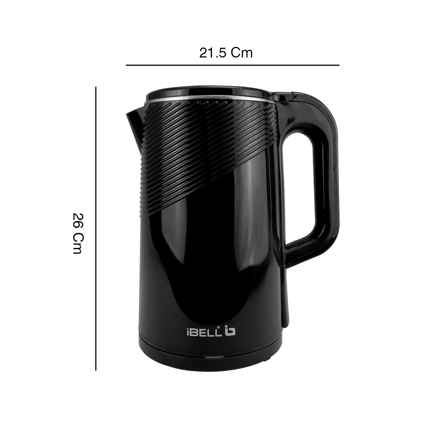 iBELL Pek20Bkplus Premium Stainless Steel Electric Kettle, 2.0 Litre, Auto Cut-Off Feature, 360 Degree Rotating Base, Shock Proof Insulated Body (Black, 1600 Watts, 2 L)