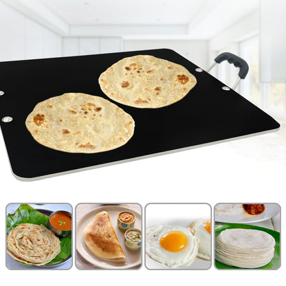 IBELL PT3833 Non Stick Tawa, Dosa Roti Chapati Pathiri Tawa, Large Rectangular Aluminium Body, 38cm x 33cm with 5mm Thickness (Black)