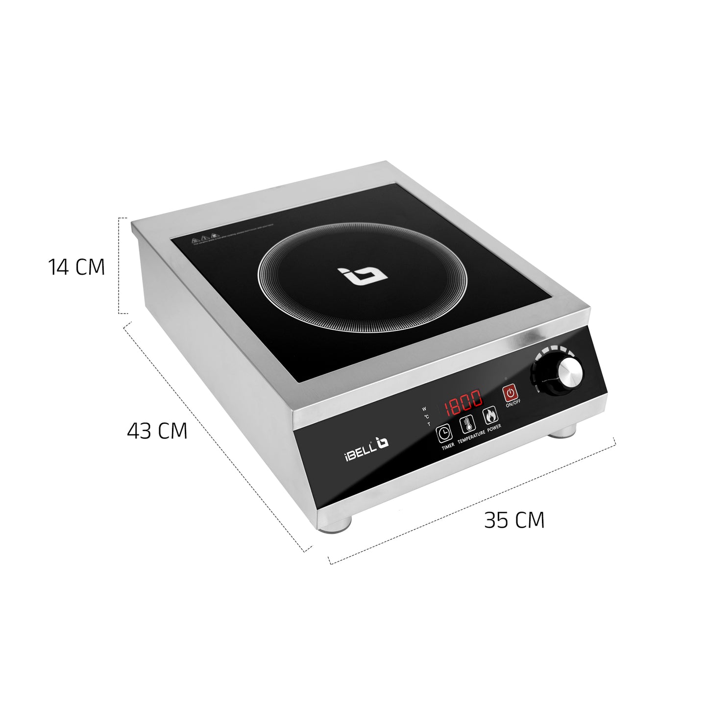 IBELL RAPID PLUS Induction Cooktop, Commercial Purpose & Heavy Duty, 3500W, Toughened Glass Top, Strong Metal Body, Auto-Off Protection, Timer Function, For Restaurants & Hotels (Silver)