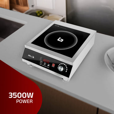 IBELL RAPID PLUS Induction Cooktop, Commercial Purpose & Heavy Duty, 3500W, Toughened Glass Top, Strong Metal Body, Auto-Off Protection, Timer Function, For Restaurants & Hotels (Silver)