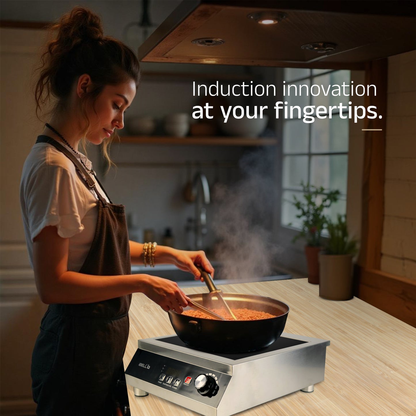 IBELL RAPID PLUS Induction Cooktop, Commercial Purpose & Heavy Duty, 3500W, Toughened Glass Top, Strong Metal Body, Auto-Off Protection, Timer Function, For Restaurants & Hotels (Silver)