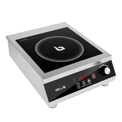 IBELL RAPID PLUS Induction Cooktop, Commercial Purpose & Heavy Duty, 3500W, Toughened Glass Top, Strong Metal Body, Auto-Off Protection, Timer Function, For Restaurants & Hotels (Silver)
