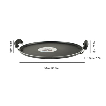 iBELL IBLRT32 Non Stick Dosa, Roti, Chapati, Pathiri Tawa-4mm Large Round Aluminium Body, Black
