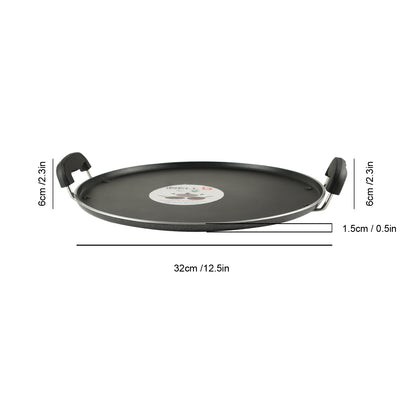 iBELL IBLRT32 Non Stick Dosa, Roti, Chapati, Pathiri Tawa-4mm Large Round Aluminium Body, Black