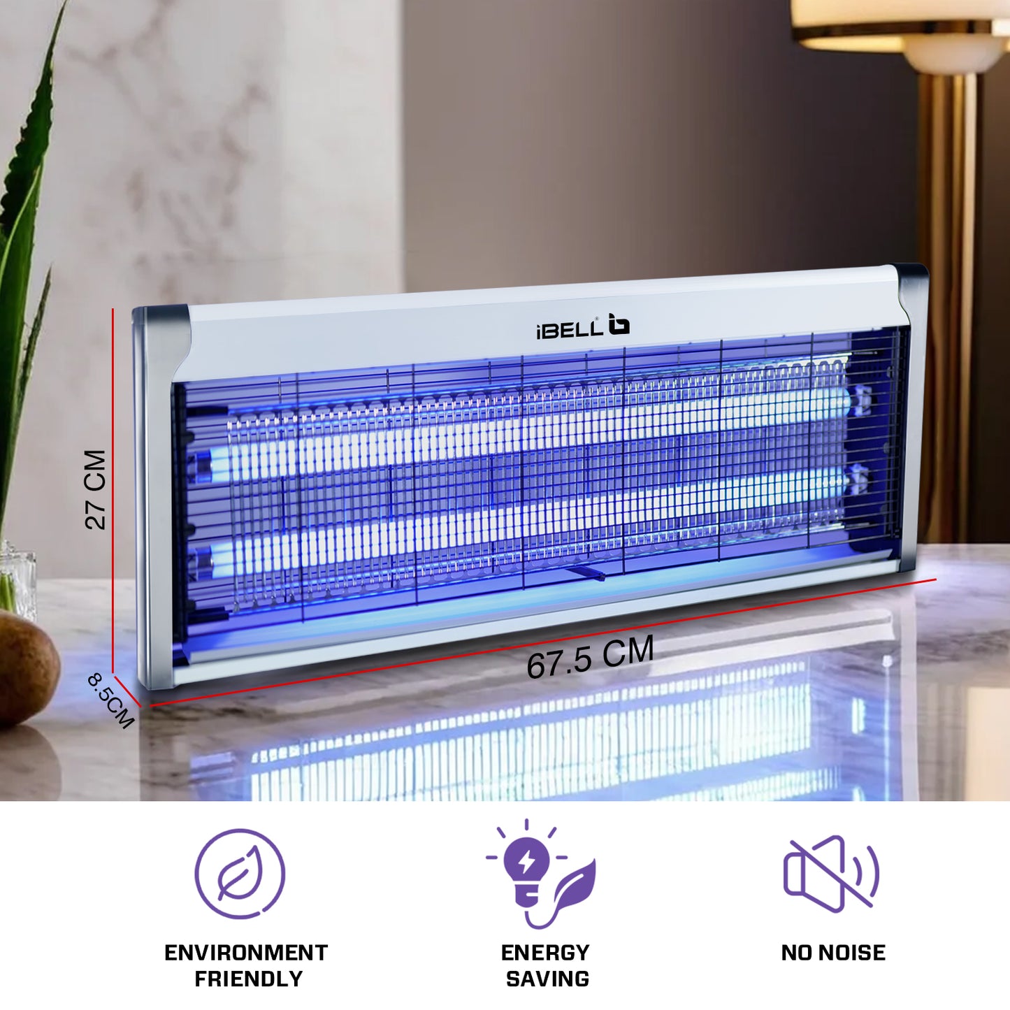 iBELL 202IK Insect Killer Machine 40W Bug Zapper, Energy Saving, Aluminium Body & UV Bulbs, Fly Catcher for Home, Hotels & Offices, Insect Control (Grey)