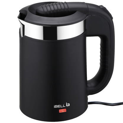 iBELL Sek105Bl Electric Kettle 500 Ml With Removable Lid,950 Watt,Auto Cut Off Function,Stainless Steel With Insulation,2 Glasses Free,Double Wall Kettle (Black),950 Watts,0.5 Liter