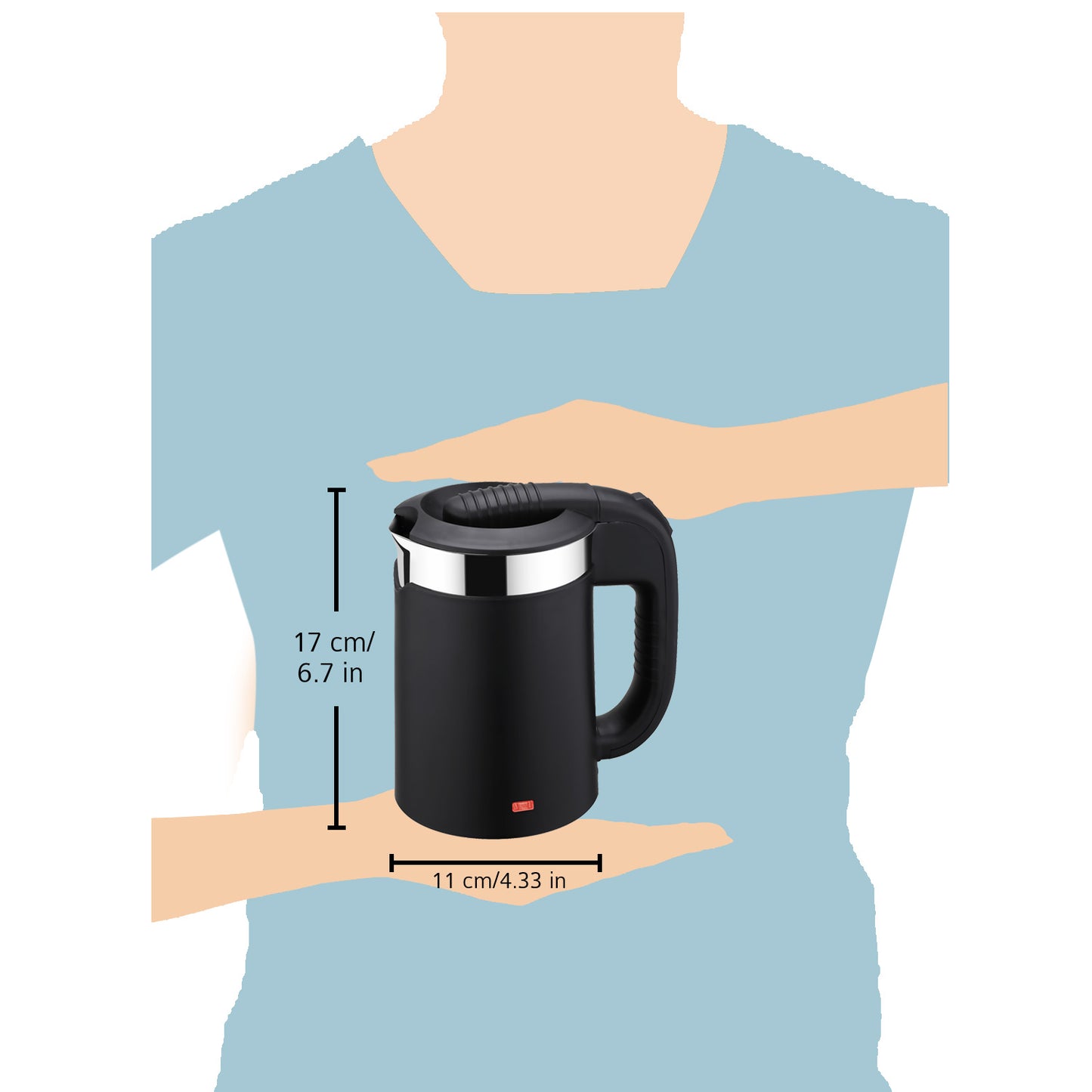 iBELL Sek105Bl Electric Kettle 500 Ml With Removable Lid,950 Watt,Auto Cut Off Function,Stainless Steel With Insulation,2 Glasses Free,Double Wall Kettle (Black),950 Watts,0.5 Liter