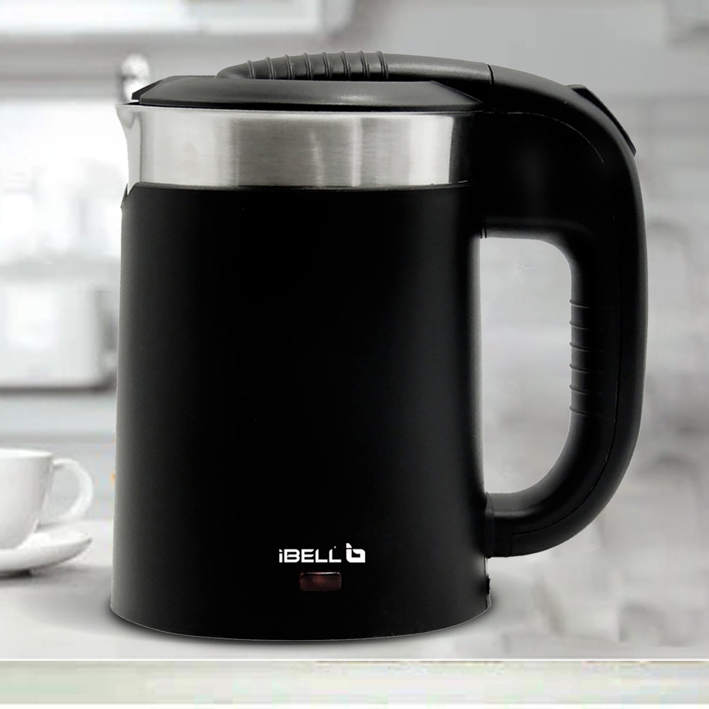 iBELL Sek105Bl Electric Kettle 500 Ml With Removable Lid,950 Watt,Auto Cut Off Function,Stainless Steel With Insulation,2 Glasses Free,Double Wall Kettle (Black),950 Watts,0.5 Liter