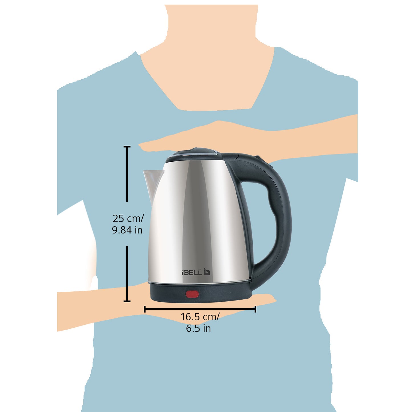 iBELL Electric Kettle 1.8 Litre, 1800W Stainless Steel Body, Auto Cut-Off & Rapid Boil, Durable & Easy to Clean Kettle for Hot Water, Tea, Coffee, and More (Silver)