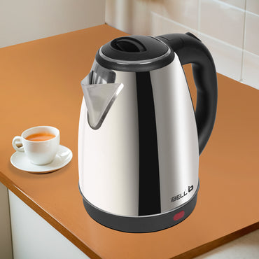 iBELL Electric Kettle 1.8 Litre, 1800W Stainless Steel Body, Auto Cut-Off & Rapid Boil, Durable & Easy to Clean Kettle for Hot Water, Tea, Coffee, and More (Silver)