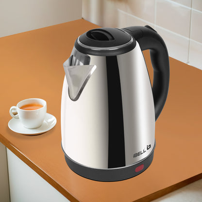 iBELL Electric Kettle 1.8 Litre, 1800W Stainless Steel Body, Auto Cut-Off & Rapid Boil, Durable & Easy to Clean Kettle for Hot Water, Tea, Coffee, and More (Silver)