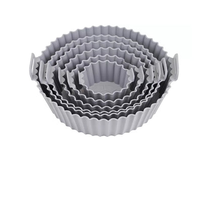 IBELL SILICONE190G Round Silicone Tray for Air Fryer/Oven, Heat Resistant, Flexible, Multi Purpose, Raised Edge, Reusable, Washable Tray with Small to Extra Large Size (Pack of 6)