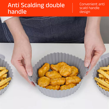 IBELL SILICONE190G Round Silicone Tray for Air Fryer/Oven, Heat Resistant, Flexible, Multi Purpose, Raised Edge, Reusable, Washable Tray with Small to Extra Large Size (Pack of 6)