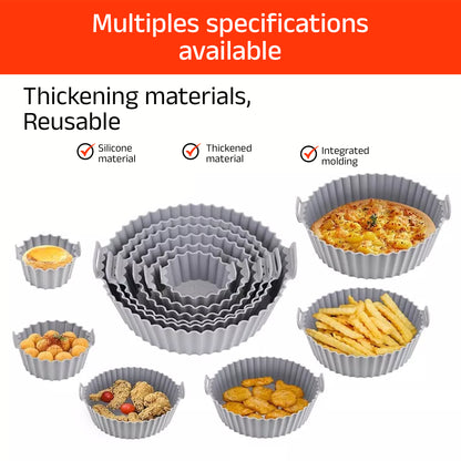 IBELL SILICONE190G Round Silicone Tray for Air Fryer/Oven, Heat Resistant, Flexible, Multi Purpose, Raised Edge, Reusable, Washable Tray with Small to Extra Large Size (Pack of 6)