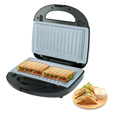 IBELL SM1301C 3-in-1 Electric Sandwich Maker 750W with Ceramic Coated Interchangable Plates for Toast/Waffle/Grill/Panini (Black)