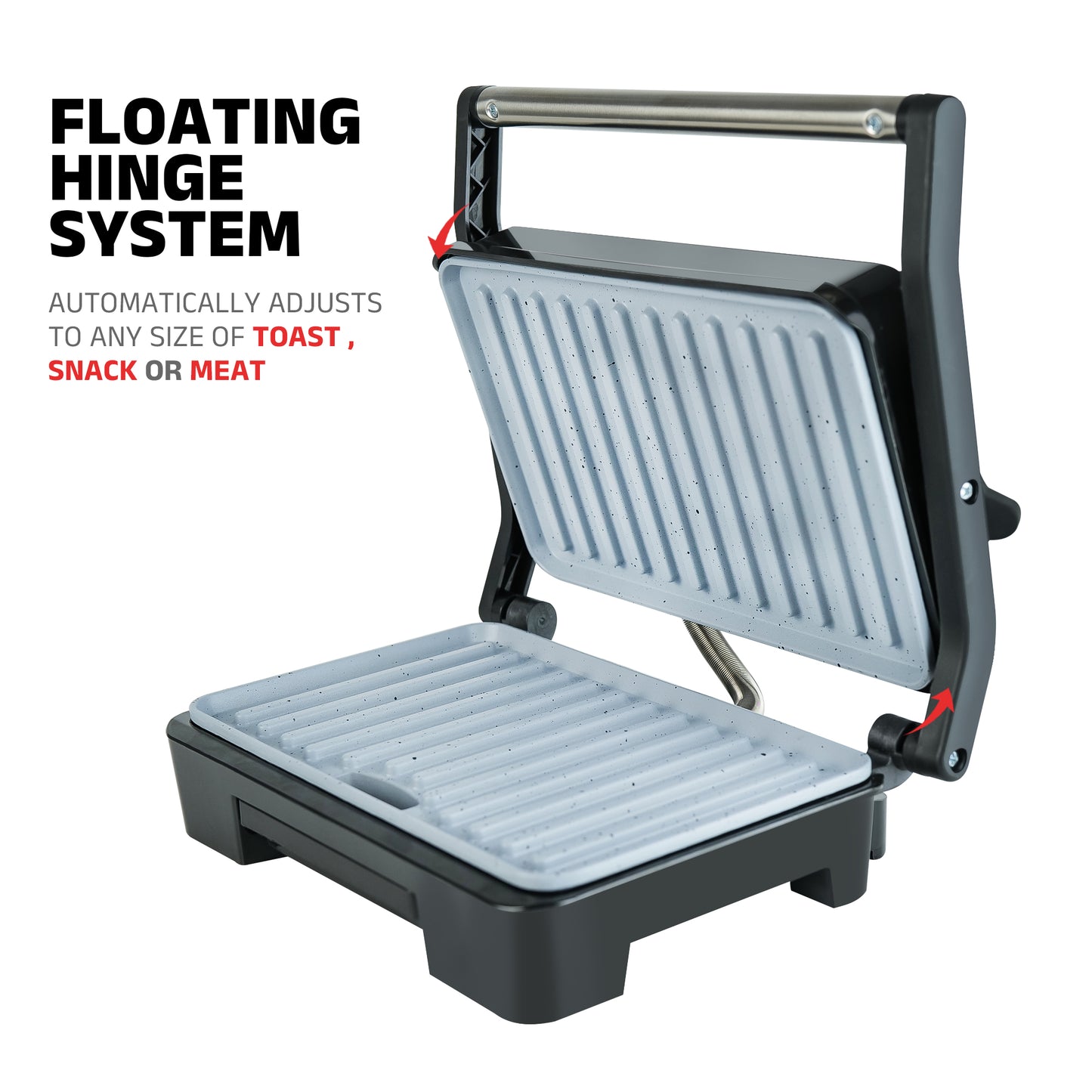 IBELL SM1515C Electric Sandwich Maker 1000W With Non Toxic Ceramic Coated Plates, Floating Hinges, Adjustable Size, Panini/Toaster/Grill(black)