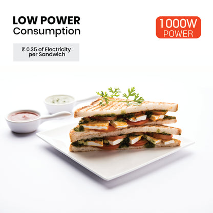 IBELL SM1515C Electric Sandwich Maker 1000W With Non Toxic Ceramic Coated Plates, Floating Hinges, Adjustable Size, Panini/Toaster/Grill(black)