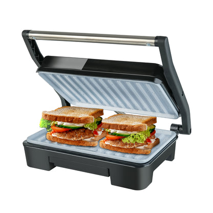 IBELL SM1515C Electric Sandwich Maker 1000W With Non Toxic Ceramic Coated Plates, Floating Hinges, Adjustable Size, Panini/Toaster/Grill(black)